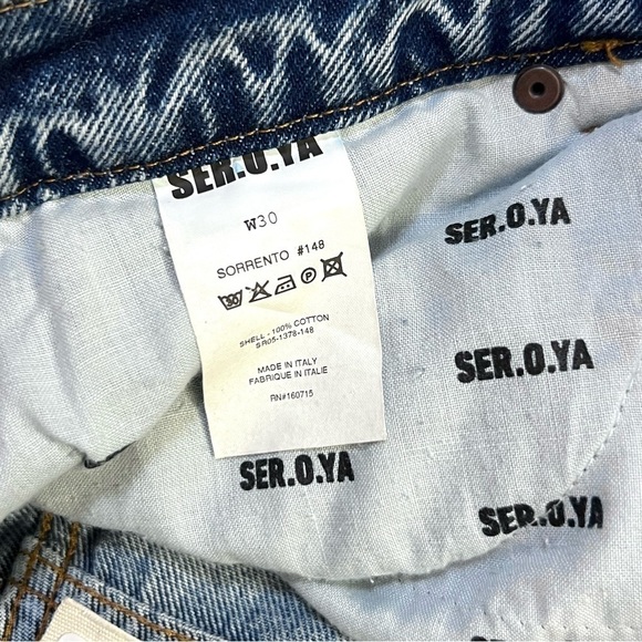 NWT RETROFETE SEROYA 90s High Waist Ripped Distressed Denim Cutoff Jean Short 30 - Picture 10 of 10